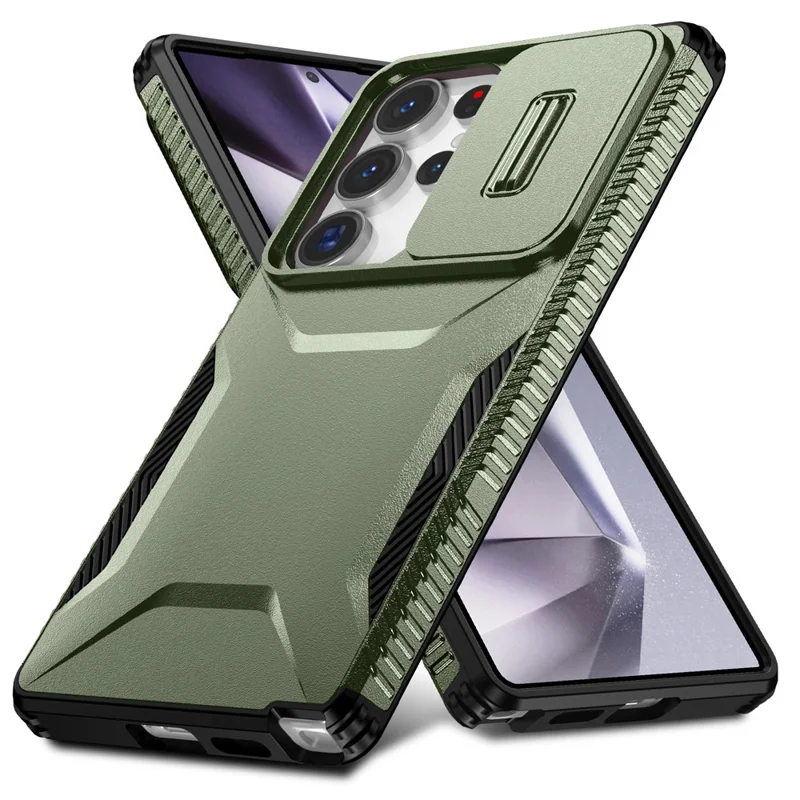 For Samsung Galaxy S25 Ultra Case Camshield TPU+PC Phone Cover Non-Slip Side Edge - Green