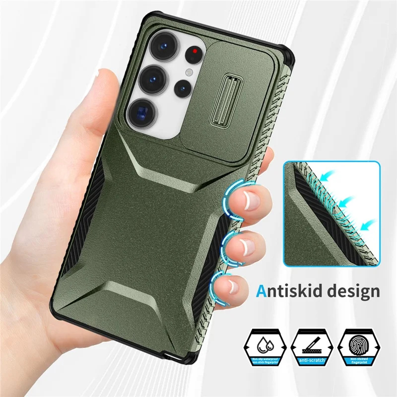 For Samsung Galaxy S25 Ultra Case Camshield TPU+PC Phone Cover Non-Slip Side Edge - Green