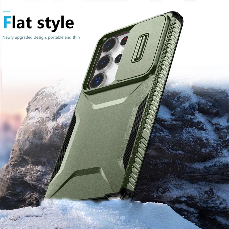 For Samsung Galaxy S25 Ultra Case Camshield TPU+PC Phone Cover Non-Slip Side Edge - Green