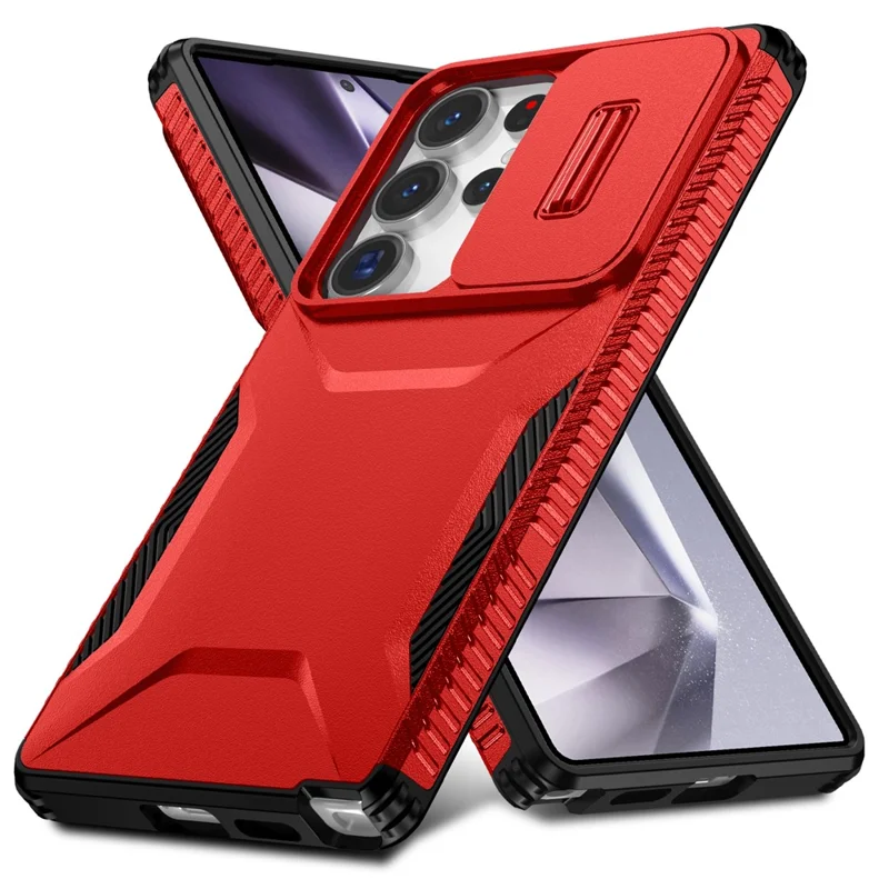 For Samsung Galaxy S25 Ultra Case Camshield TPU+PC Phone Cover Non-Slip Side Edge - Red