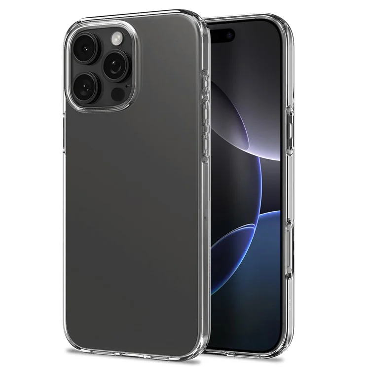NORTHJO para iPhone 16 Pro Max Funda de teléfono de TPU transparente con protector de pantalla de vidrio templado + película para lente + cubierta del botón de control de la cámara