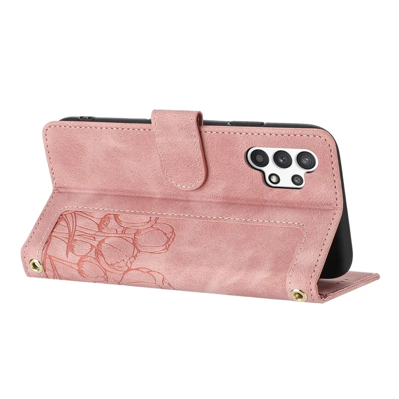 Voor Samsung Galaxy A13 4G / 5G Case Tulp Leren Telefoonhoesje met 5 Kaartvakken Portemonnee - Roze