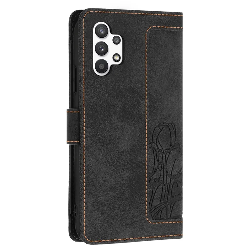 For Samsung Galaxy A13 4G / 5G Case Tulip Leather Phone Cover with 5 Card Slots Wallet - Black