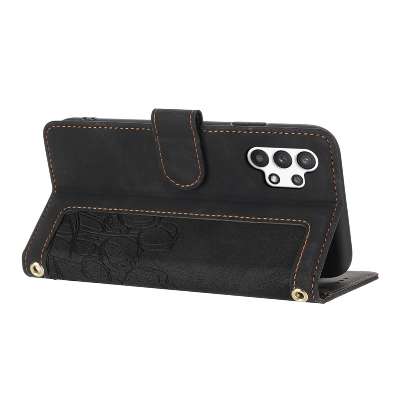 For Samsung Galaxy A13 4G / 5G Case Tulip Leather Phone Cover with 5 Card Slots Wallet - Black