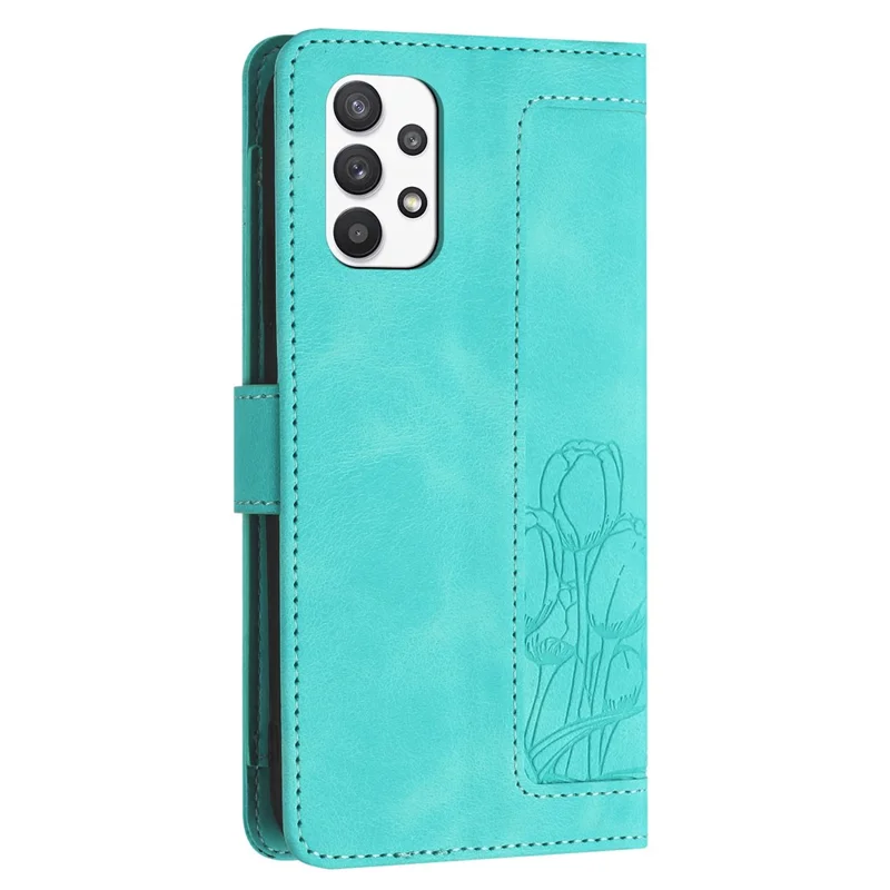 For Samsung Galaxy A23 5G (Global Version) / A23 4G Case Tulip Leather Phone Cover with 5 Card Slots Wallet - Green