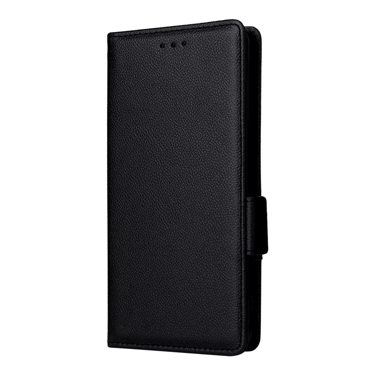 Capa para vivo Y19s 4G, textura de lichia, couro PU, carteira flip cover - Preto