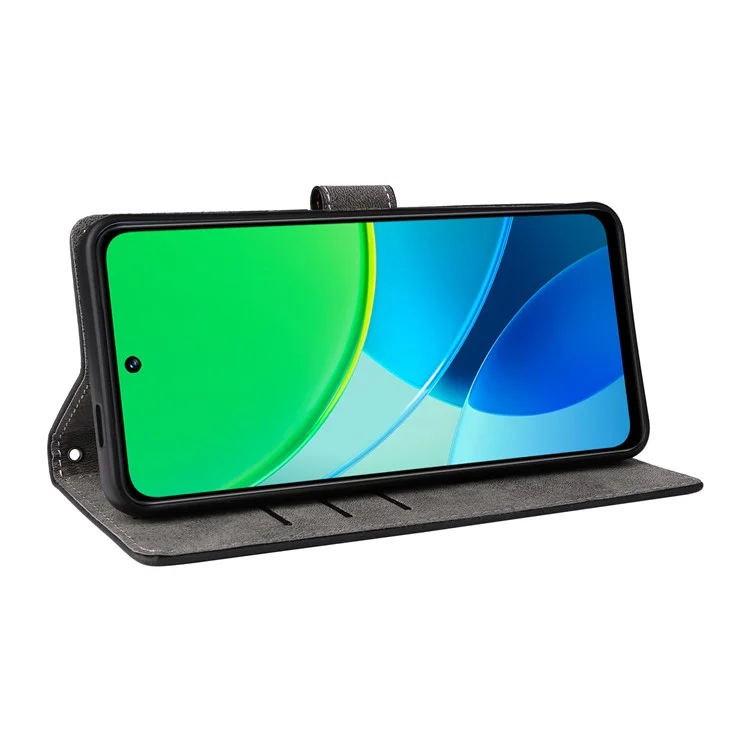 Für vivo Y19s 4G Wallet Case RFID-blockierendes PU-Leder-Cover mit Ständer - Schwarz