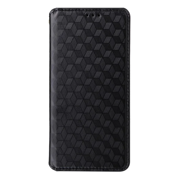 Für vivo Y19s 4G Wallet Case Rhombus geprägter Lederhandy-Cover - Schwarz