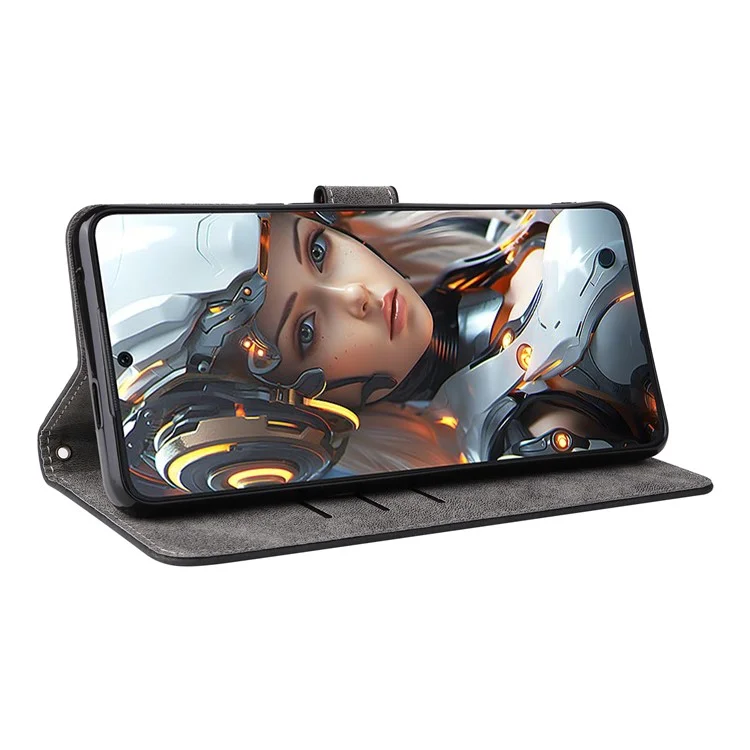 Capa carteira para Cubot Max 5 com bloqueio RFID, em couro PU, com suporte e visualização - Preta