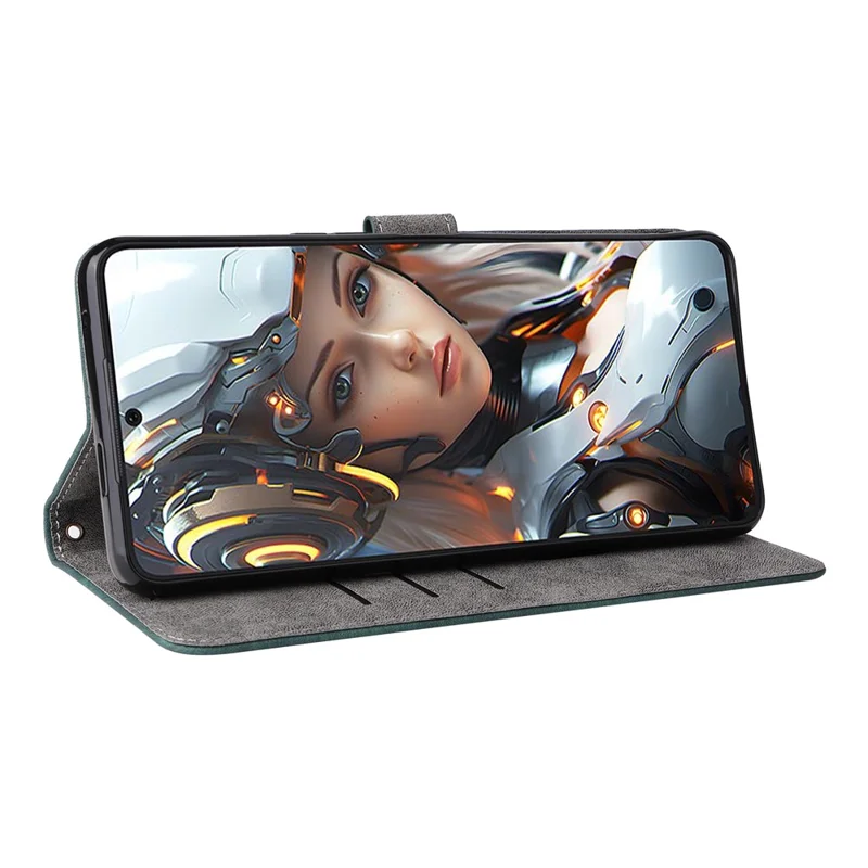 For Cubot Max 5 Wallet Case RFID Blocking PU Leather Cover Stand View - Green