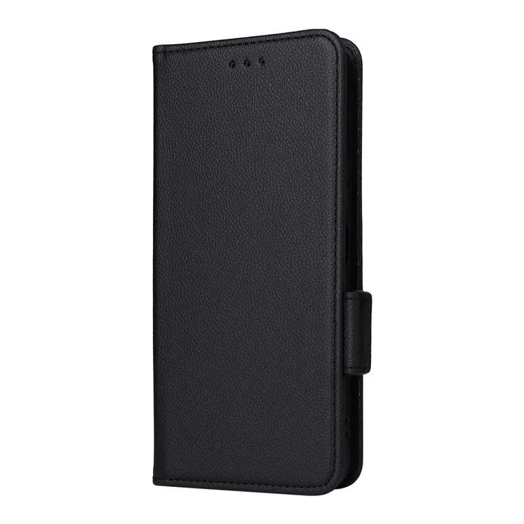 Für Honor X5b / X5b Plus Hülle Litchi-Textur PU-Leder Brieftasche Flip Handyhülle - Schwarz