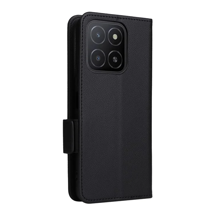 Für Honor X5b / X5b Plus Hülle Litchi-Textur PU-Leder Brieftasche Flip Handyhülle - Schwarz