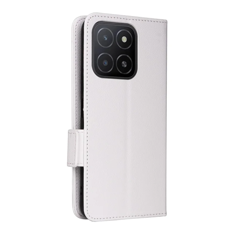 For Honor X5b / X5b Plus Case with Wrist Strap Litchi Texture PU Leather Wallet Phone Cover - White