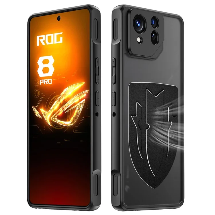 Capa de telefone com dissipação de calor para Asus ROG Phone 8 Pro 5G / Phone 8 5G - Silicone líquido + Capa traseira de PC - Preto
