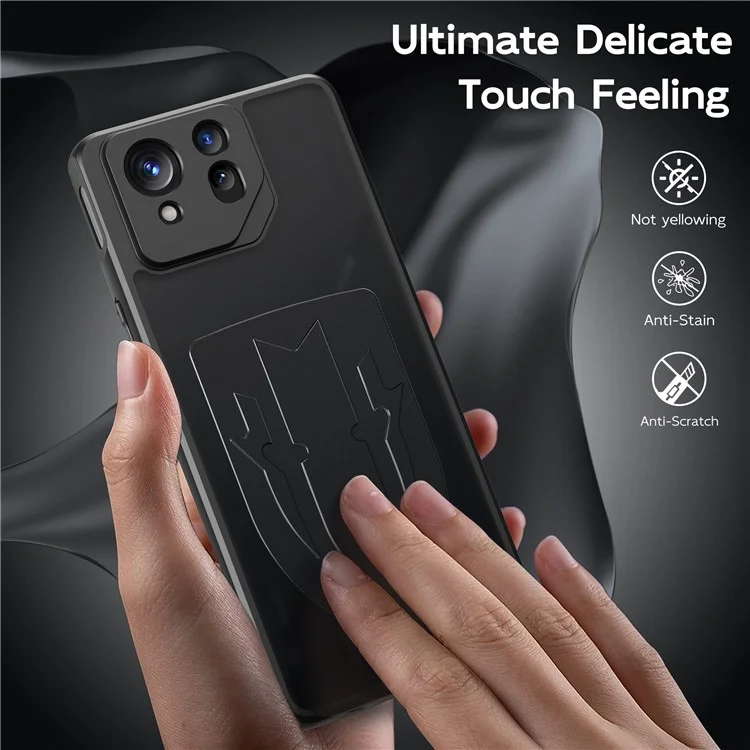 Capa de telefone com dissipação de calor para Asus ROG Phone 8 Pro 5G / Phone 8 5G - Silicone líquido + Capa traseira de PC - Preto