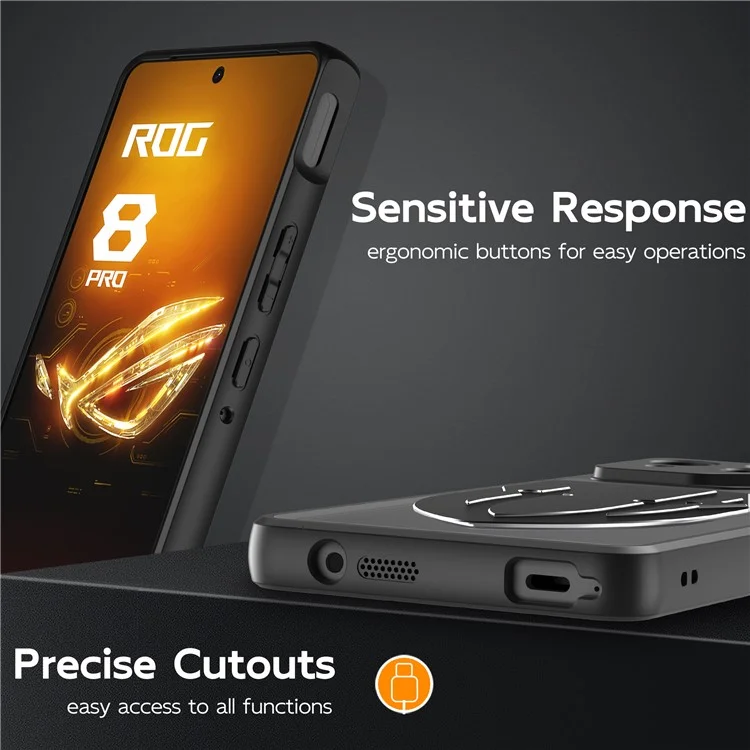 Capa de telefone com dissipação de calor para Asus ROG Phone 8 Pro 5G / Phone 8 5G - Silicone líquido + Capa traseira de PC - Preto