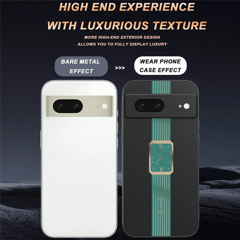 KADEM For Google Pixel 8 Case Leather+TPU+Acrylic Anti-Scratch Phone Cover - Orange
