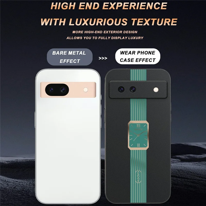 KADEM For Google Pixel 8a Case Leather+TPU+Acrylic Anti-Scratch Phone Cover - Orange
