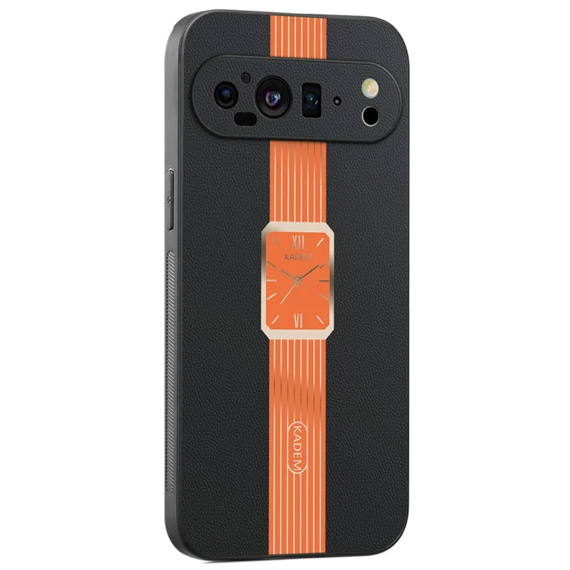 KADEM For Google Pixel 9 Case Leather+TPU+Acrylic Anti-Scratch Phone Cover - Orange