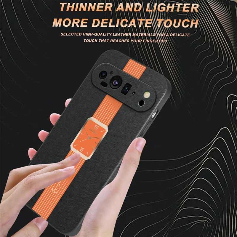 KADEM For Google Pixel 9 Case Leather+TPU+Acrylic Anti-Scratch Phone Cover - Orange