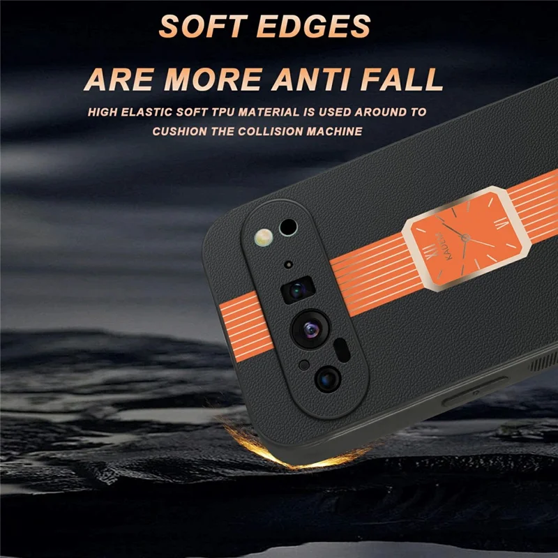 KADEM For Google Pixel 9 Case Leather+TPU+Acrylic Anti-Scratch Phone Cover - Orange