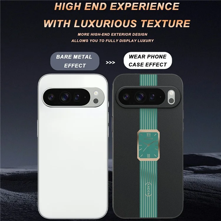 Capa para Google Pixel 9 Pro XL da KADEM, em couro + TPU + acrílico, com proteção anti-arranhões - Laranja