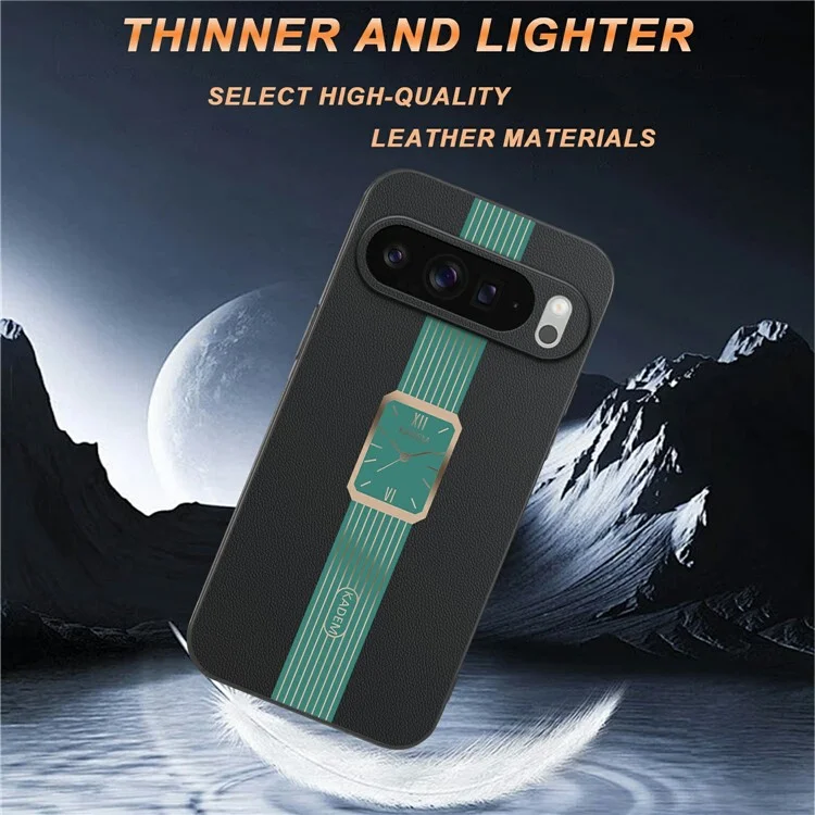 Capa para Google Pixel 9 Pro XL da KADEM, em couro + TPU + acrílico, com proteção anti-arranhões - Laranja