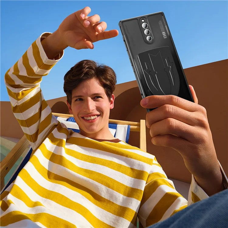 For ZTE nubia Red Magic 8 Pro 5G Shield Heat Dissipation Phone Case Liquid Silicone+PC Back Cover - Black