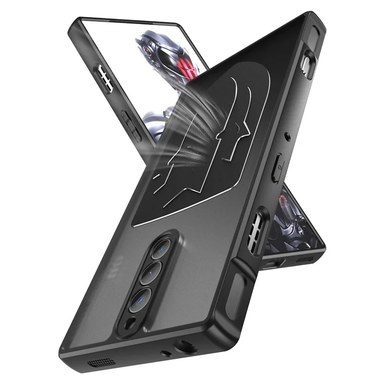 For ZTE nubia Red Magic 8 Pro 5G Shield Heat Dissipation Phone Case Liquid Silicone+PC Back Cover - Black
