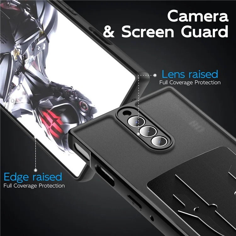 For ZTE nubia Red Magic 8 Pro 5G Shield Heat Dissipation Phone Case Liquid Silicone+PC Back Cover - Black