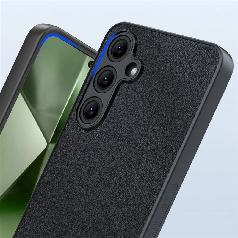لسامسونج جالكسي S25 غطاء جلد PU مطلي بـ PC+TPU مقاوم للسقوط - أسود