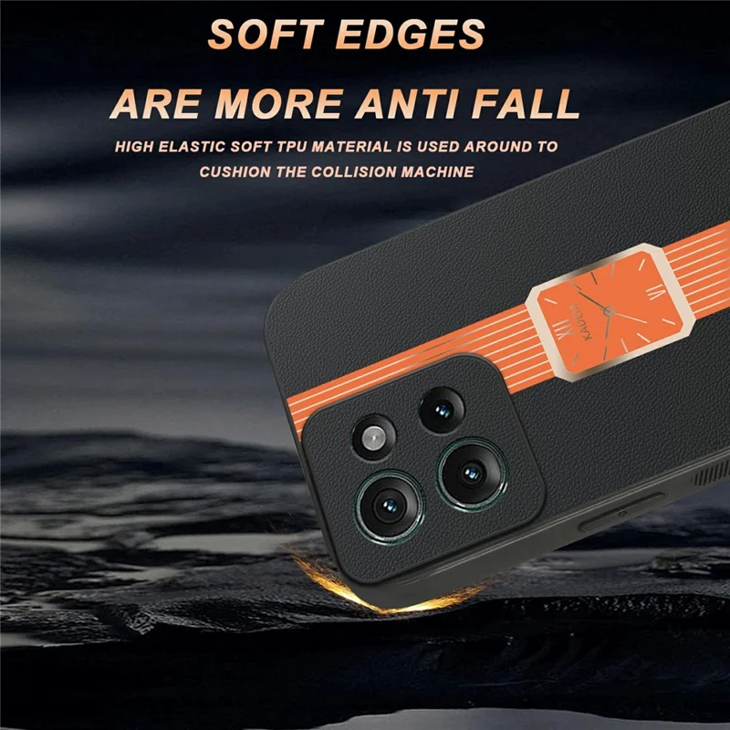 KADEM Hülle für Motorola Edge 50 5G aus Leder + TPU + Acryl, kratzfest - Orange