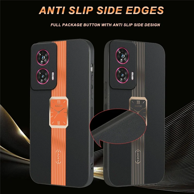 KADEM Funda para Motorola Edge 50 Fusion 5G Cuero+TPU+Acrílico Anticorrosión - Naranja