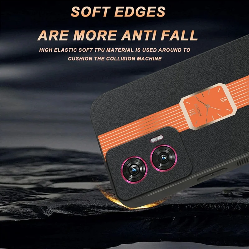 KADEM Funda para Motorola Edge 50 Fusion 5G Cuero+TPU+Acrílico Anticorrosión - Naranja