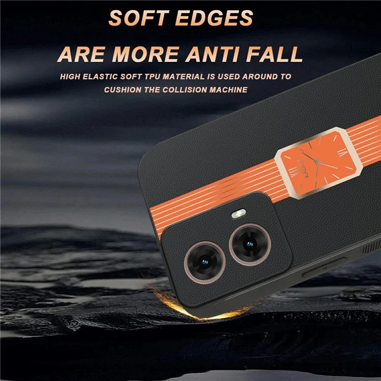 KADEM For Motorola Moto G85 5G / S50 Neo 5G Case Leather+TPU+Acrylic Anti-Scratch Phone Cover - Orange
