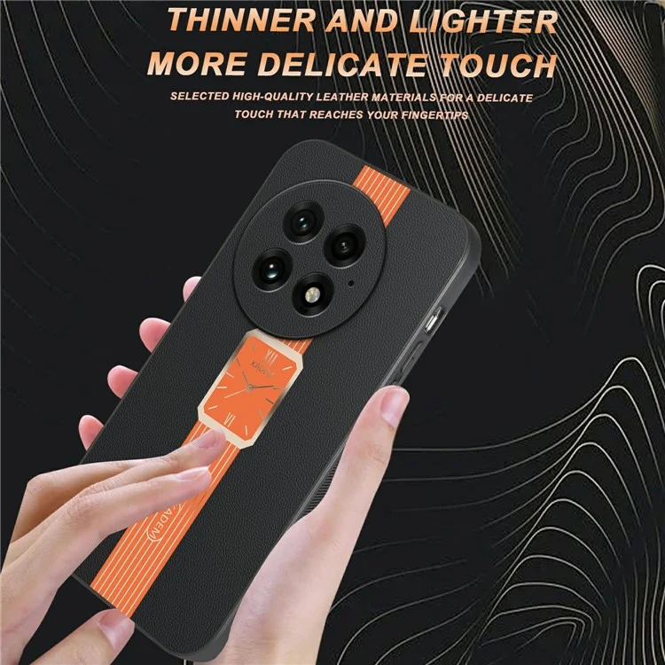 Funda para OnePlus 13 de KADEM, de cuero + TPU + acrílico resistente a los arañazos - Naranja
