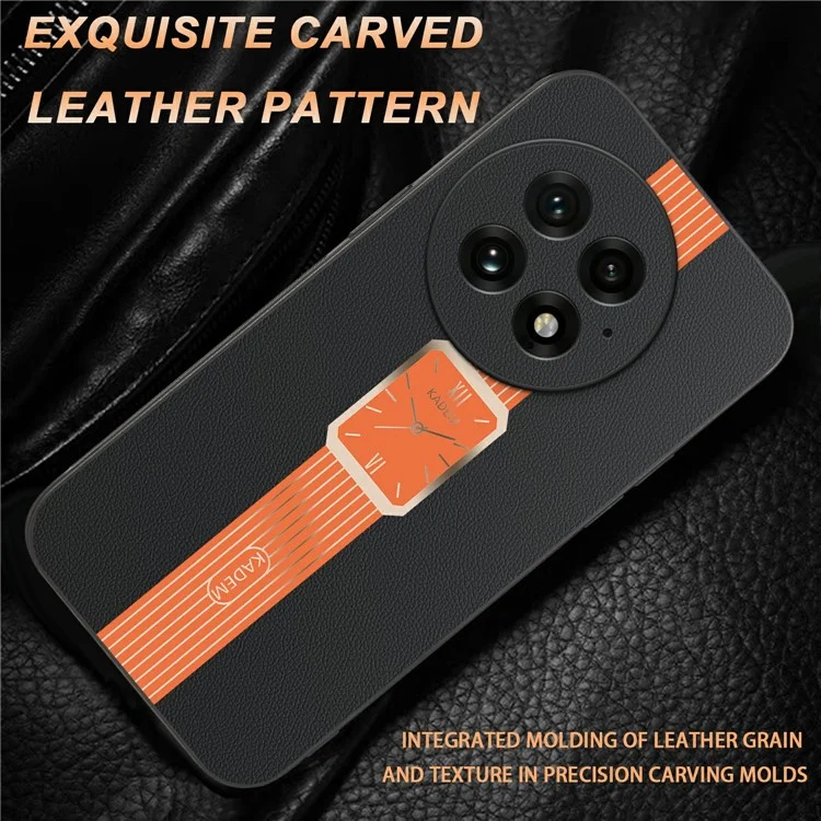 Funda para OnePlus 13 de KADEM, de cuero + TPU + acrílico resistente a los arañazos - Naranja