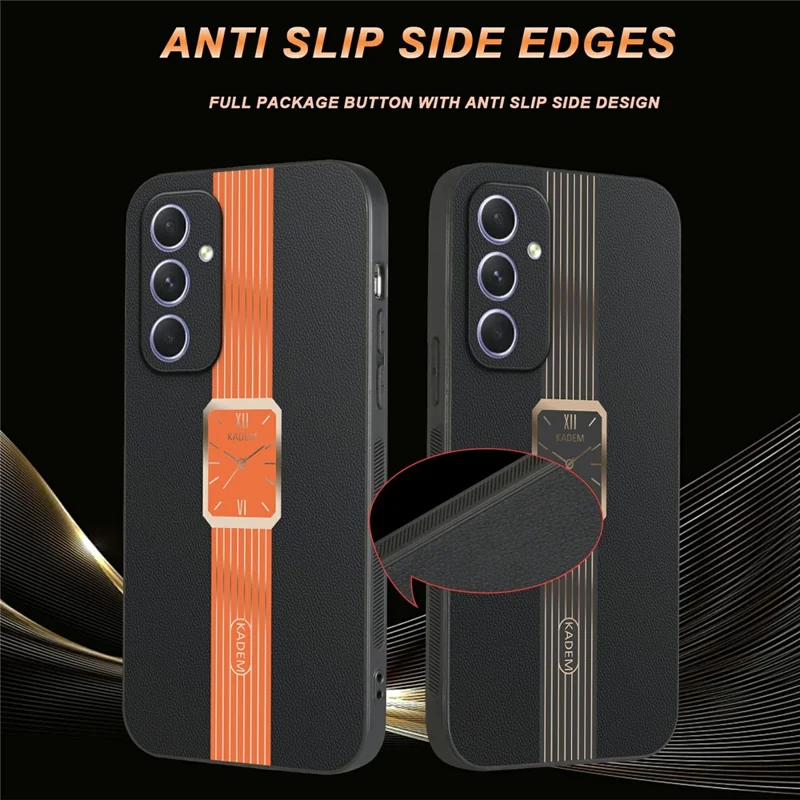 KADEM For Samsung Galaxy A55 5G Case Leather+TPU+Acrylic Anti-Scratch Phone Cover - Orange