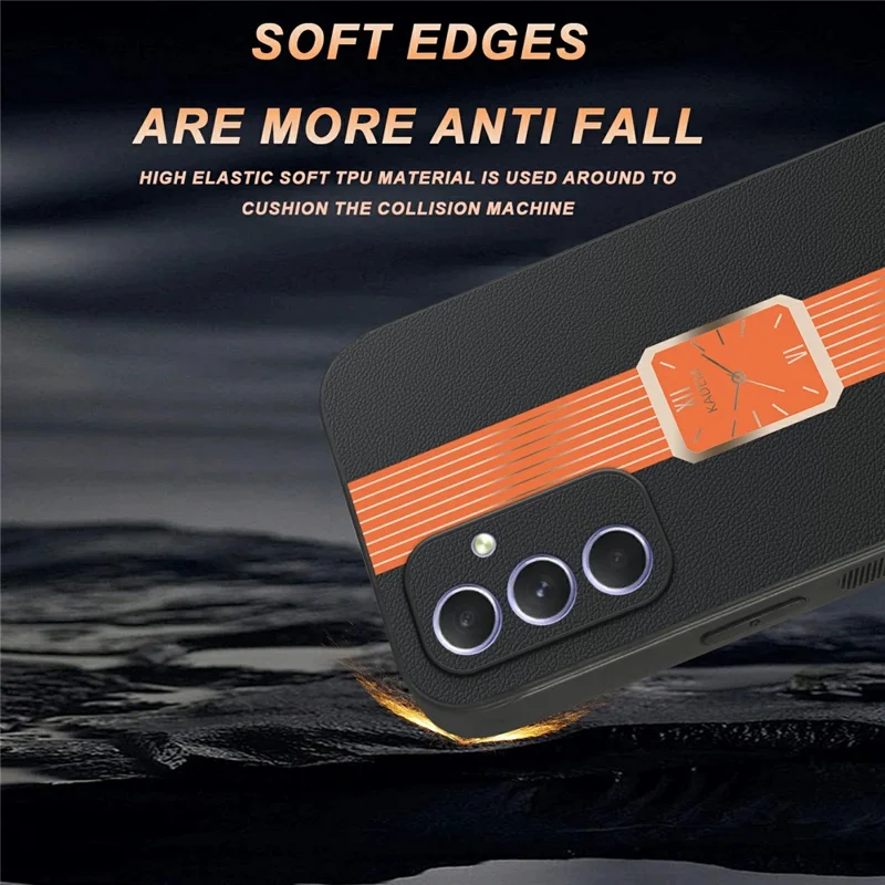 KADEM For Samsung Galaxy A55 5G Case Leather+TPU+Acrylic Anti-Scratch Phone Cover - Orange