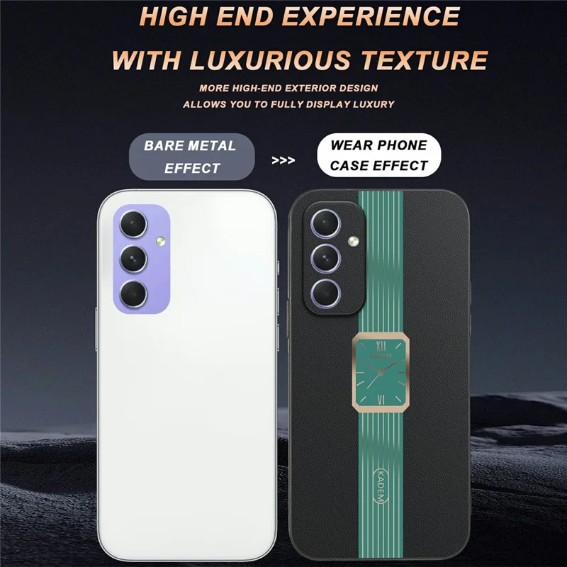 KADEM For Samsung Galaxy A55 5G Case Leather+TPU+Acrylic Anti-Scratch Phone Cover - Orange