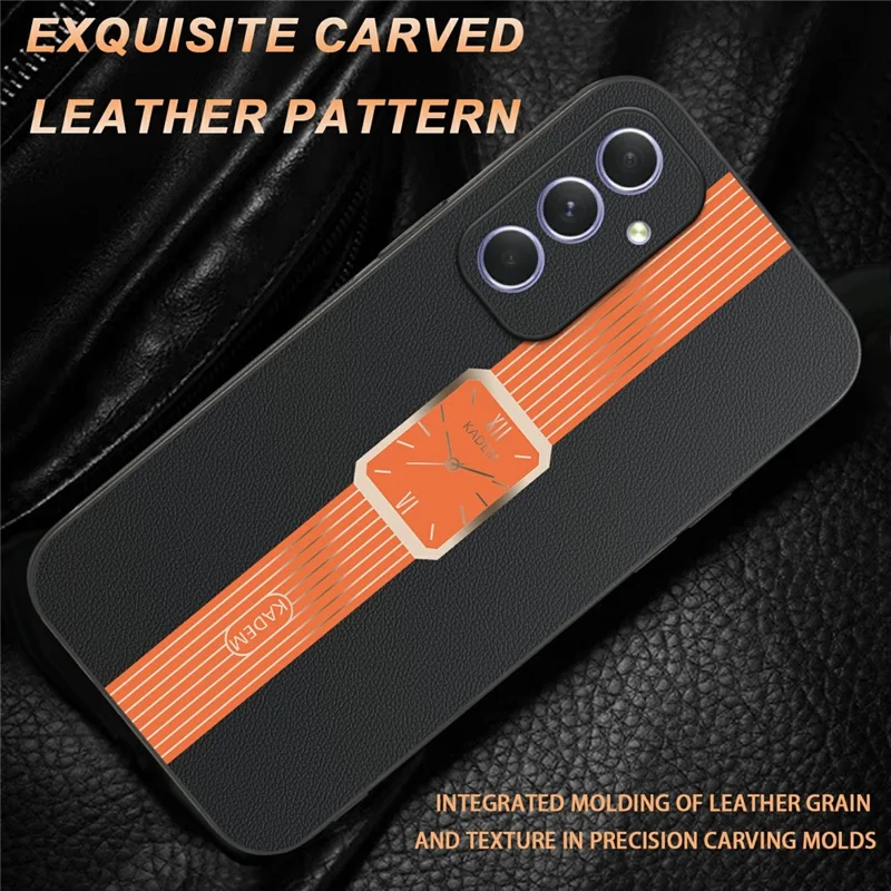 KADEM For Samsung Galaxy A55 5G Case Leather+TPU+Acrylic Anti-Scratch Phone Cover - Orange