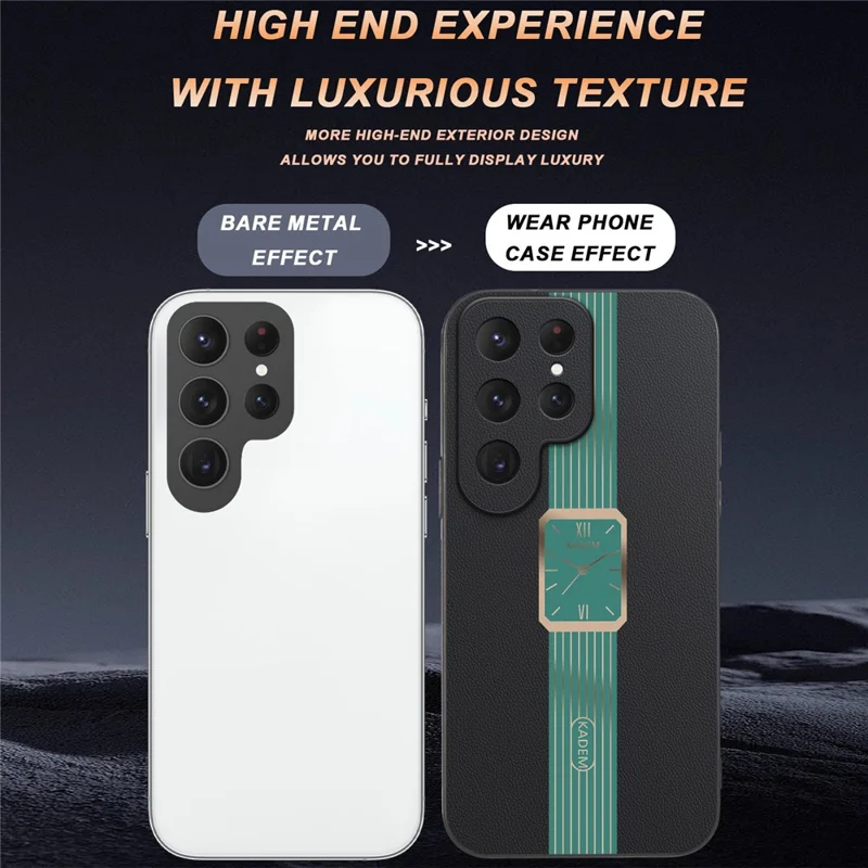 KADEM For Samsung Galaxy S25 Ultra Case Leather+TPU+Acrylic Anti-Scratch Phone Cover - Orange