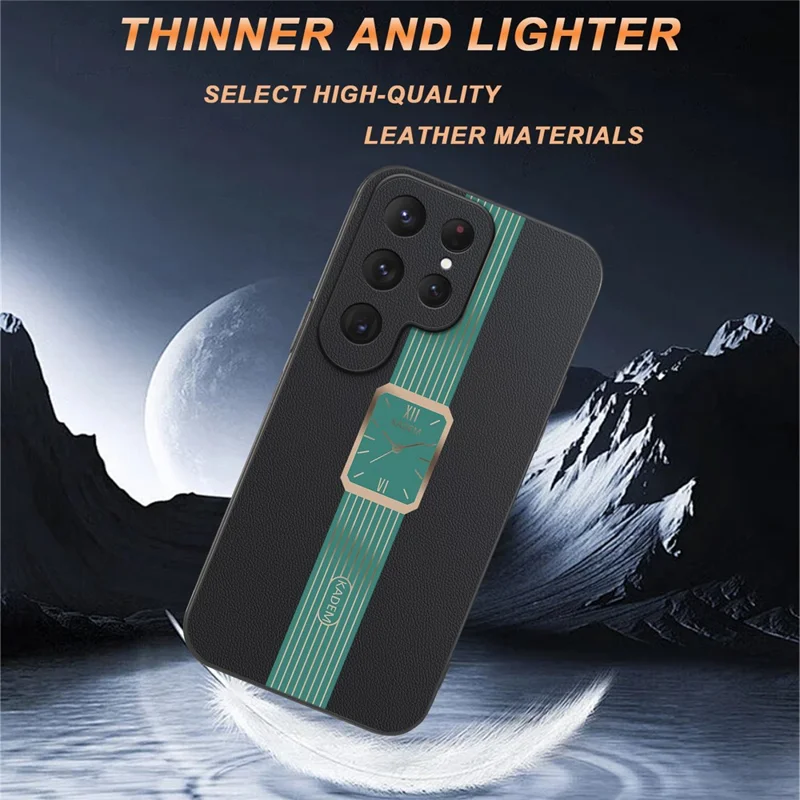 KADEM For Samsung Galaxy S25 Ultra Case Leather+TPU+Acrylic Anti-Scratch Phone Cover - Orange