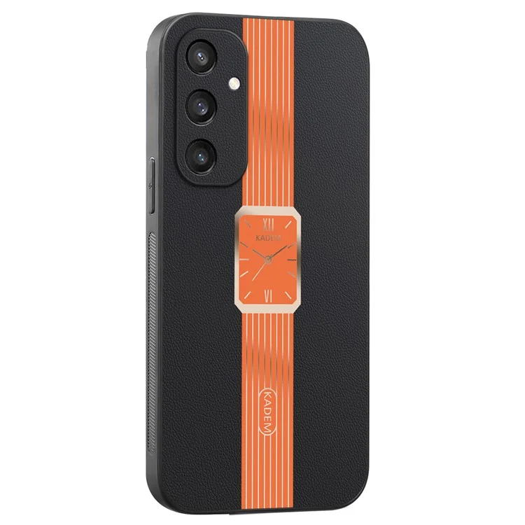 KADEM For Samsung Galaxy S25 Case Leather+TPU+Acrylic Anti-Scratch Phone Cover - Orange