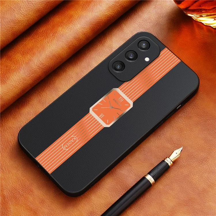 KADEM For Samsung Galaxy S25 Case Leather+TPU+Acrylic Anti-Scratch Phone Cover - Orange