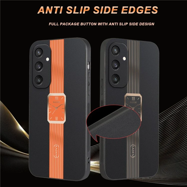 KADEM For Samsung Galaxy S25 Case Leather+TPU+Acrylic Anti-Scratch Phone Cover - Orange