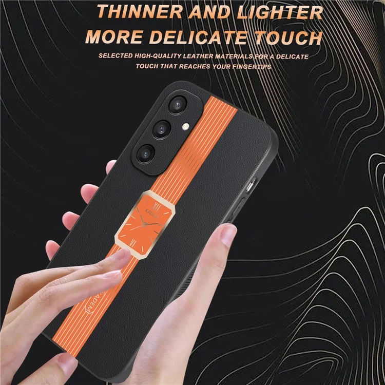 KADEM For Samsung Galaxy S25 Case Leather+TPU+Acrylic Anti-Scratch Phone Cover - Orange