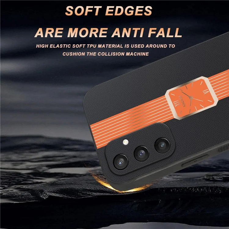 KADEM For Samsung Galaxy S25 Case Leather+TPU+Acrylic Anti-Scratch Phone Cover - Orange
