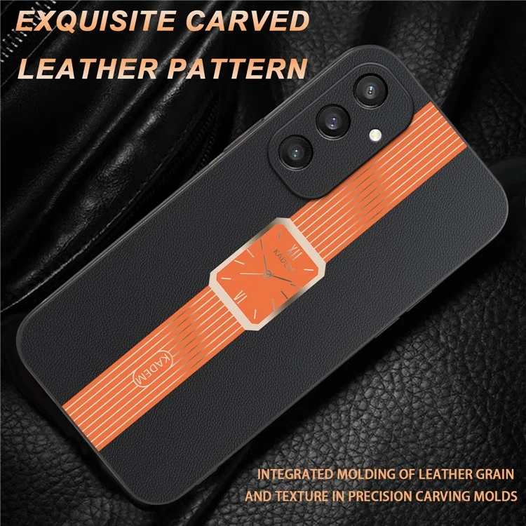 KADEM For Samsung Galaxy S25 Case Leather+TPU+Acrylic Anti-Scratch Phone Cover - Orange