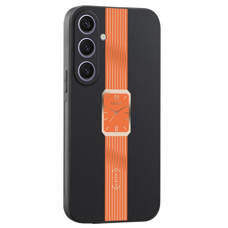 KADEM For Samsung Galaxy S25+ Case Leather+TPU+Acrylic Anti-Scratch Phone Cover - Orange
